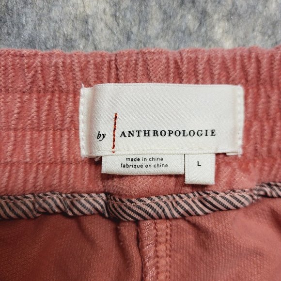 Anthropologie Kalea Trouser Jogger Womens Large Rose Pleated Corduroy High Rise - Picture 7 of 14